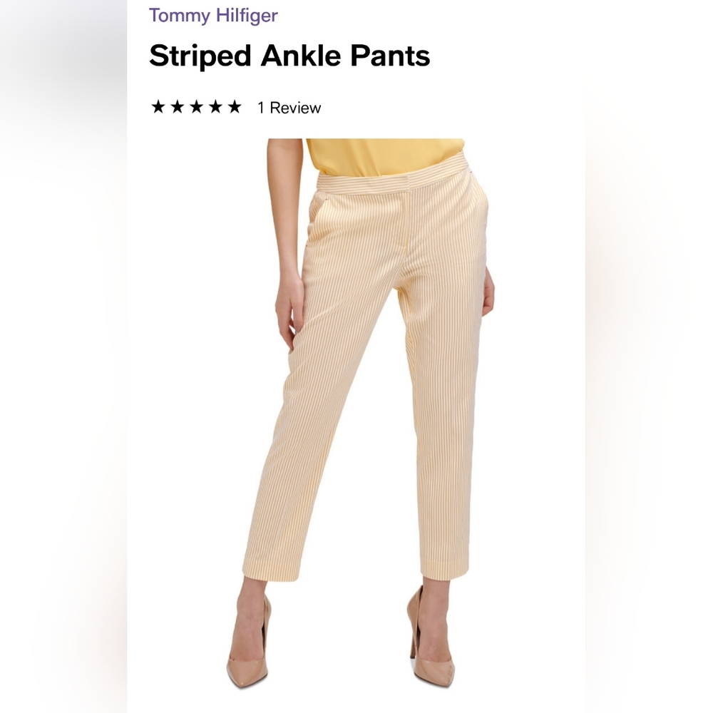 NWT Tommy Hilfiger Yellow and White Pinstripe Pants, Size 6